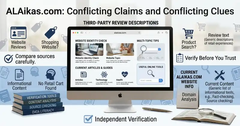 Conflicting information about Alaikas.com compared with the current website