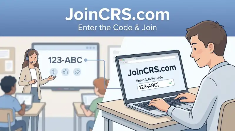 Student entering a JoinCRS code to join a classroom activity